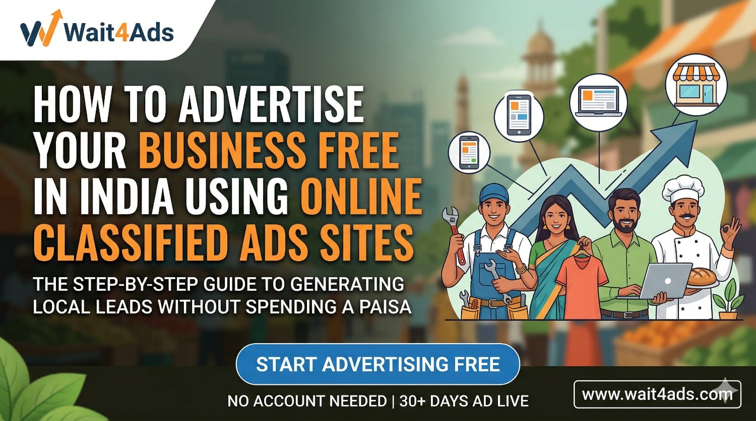 How To Advertise Your Business Free In India Using Online Classified Ads Sites in 2026 - Free Classified Ads Blog Post on Wait4Ads
