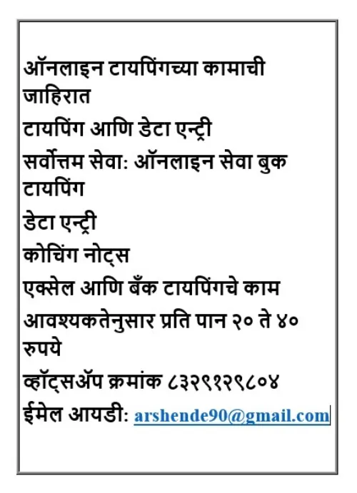 Online typing work 